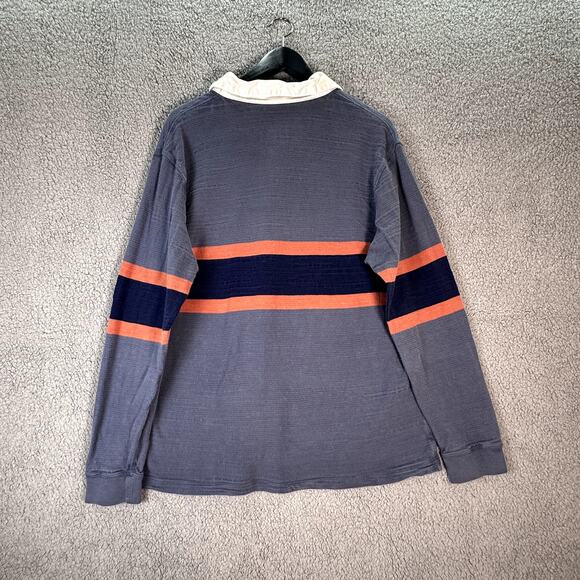 Patagonia Men's Organic Cotton Rugby Polo Shirt Blue Orange - Picture 5 of 6